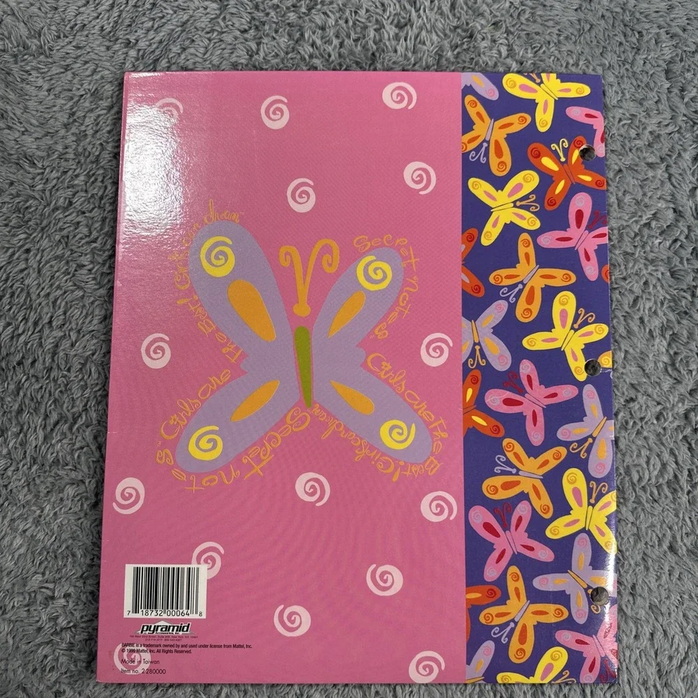 Vintage 1990s Barbie 3 Ring Folder For Binder 2 Pocket Folders Art Doll Graphic